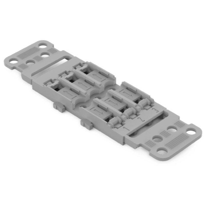 Adaptador de Fijación WAGO 221-2503 con Placa Antitirón para 3 Conectores en Línea