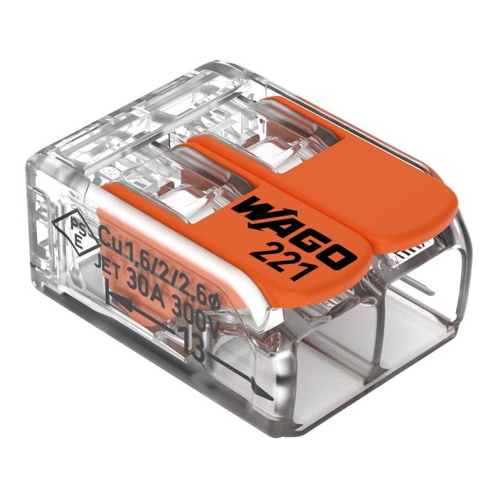 Conector de Empalme con Palanca WAGO 221-612 2 Polos 20-10 AWG 6 mm2
