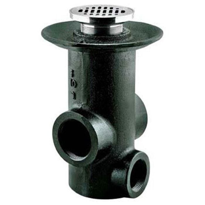 Coladera tres bocas negra rejilla redonda cuerpo alargado