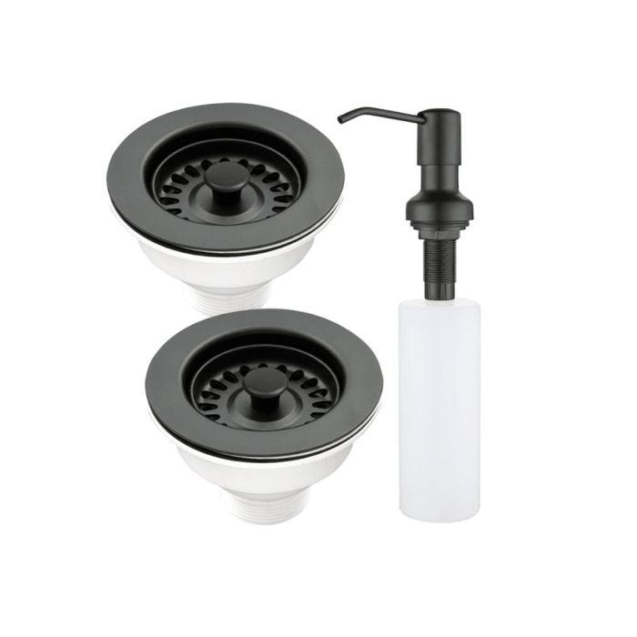 Kit de Dispensador de Jabón y 2 Contracanastas Negras