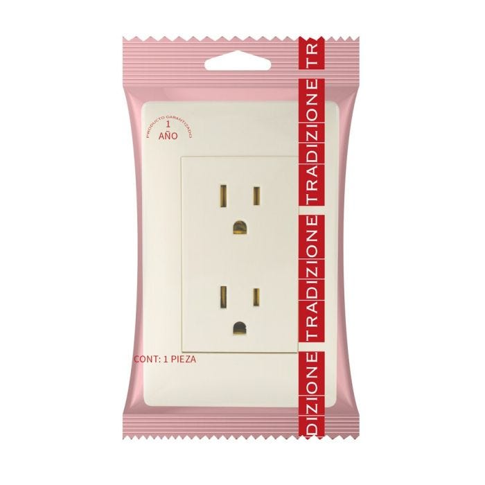 Placa tradizione con tomacorriente duplex color marfil