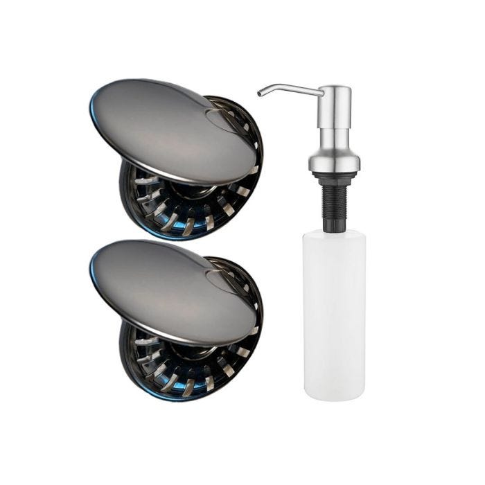 Kit de Dispensador de Jabón y 2 Contracanastas Acero Inoxidable