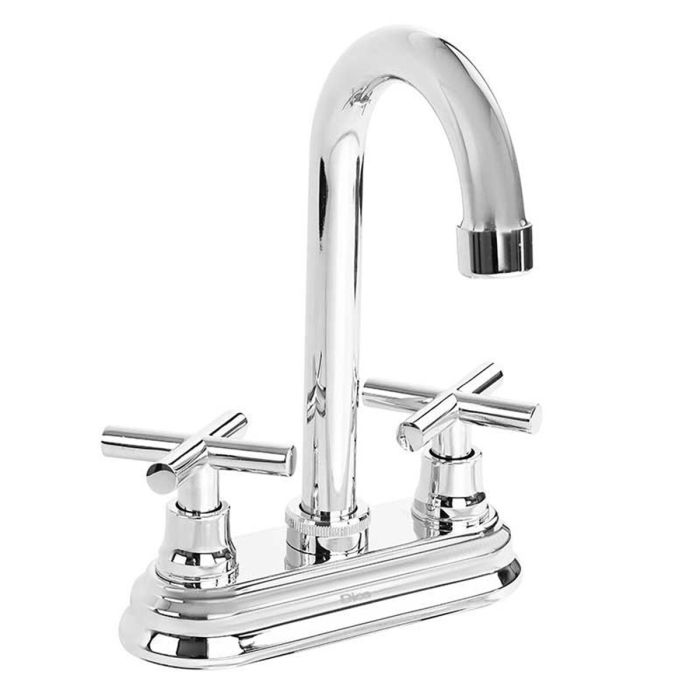 Mezcladora para Lavabo Clásica 4" con Manerales de Cruceta Cromo Dica