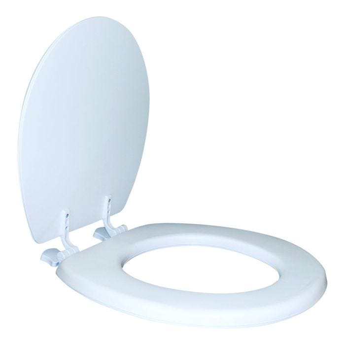asiento acolchonado redondo para WC con frente cerrado en color Blanco Plastitrim
