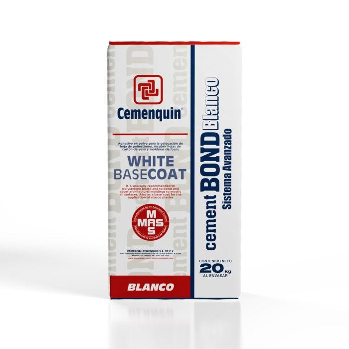 Adhesivo Cement Bond Basecoat Blanco 20 kg Cemenquin