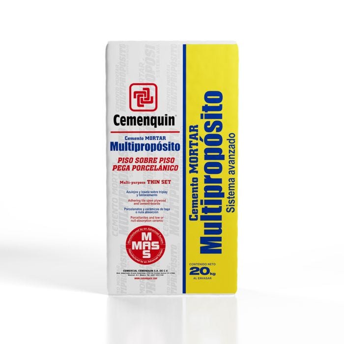 Adhesivo Cemento Mortar Multipropósito Gris 20 kg Cemenquin