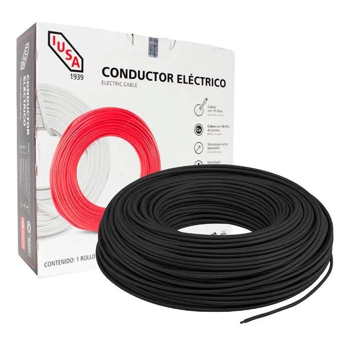 Cable THHN Calibre 10 AWG 100 m Negro IUSA