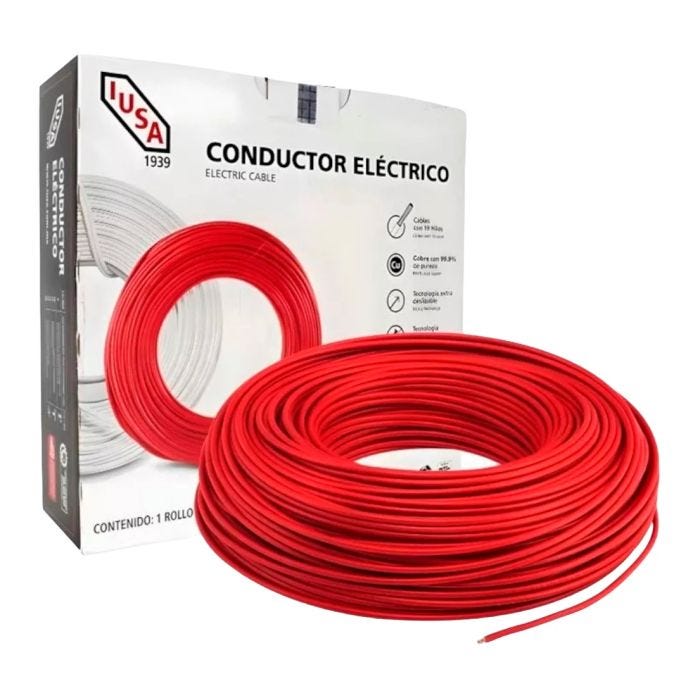 Cable THHN Calibre 12 AWG 100 m Rojo IUSA