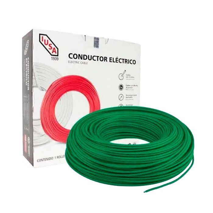 Cable THHN Calibre 14 AWG 100 m Verde IUSA