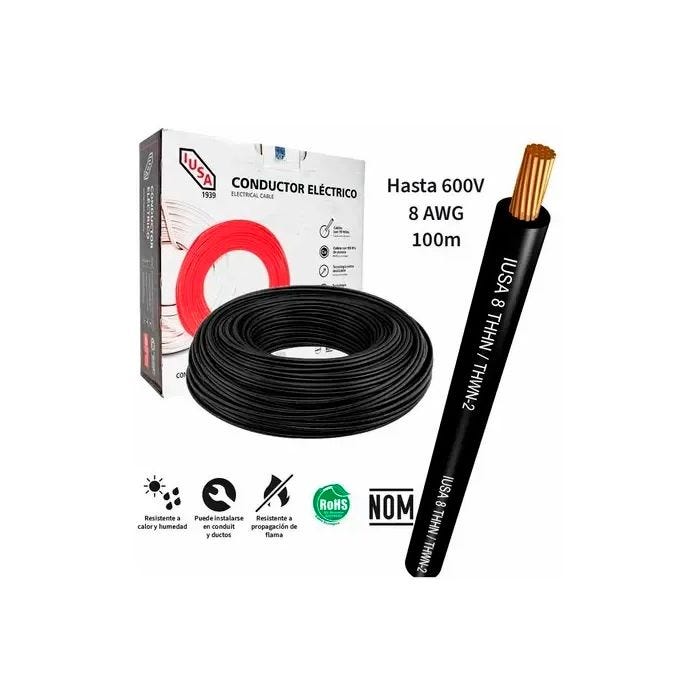 Cable THHN Calibre 8 AWG 100 m Negro IUSA