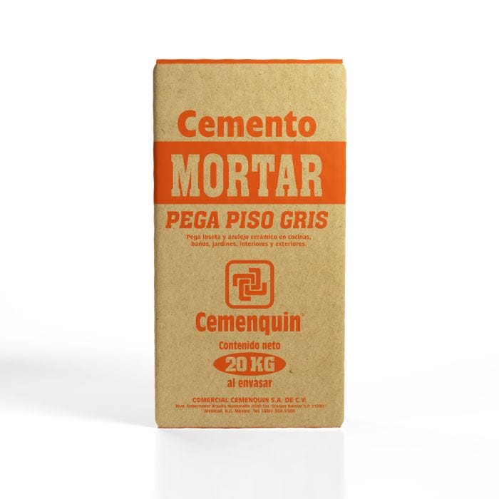 Adhesivo Cemento Mortar Pega Piso Gris 20 kg Cemenquin