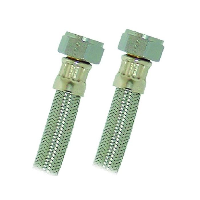 Manguera flexible para boiler acero inoxidable 1/2" x 1/2" flujo normal — 40 cm