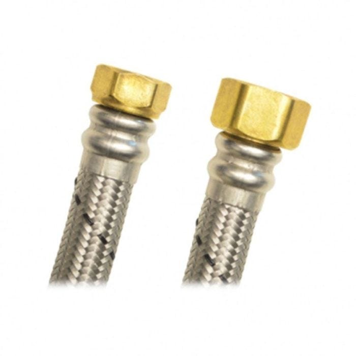Manguera flexible para boiler acero inoxidable 1/2" x 3/4" flujo mayor — 120 cm