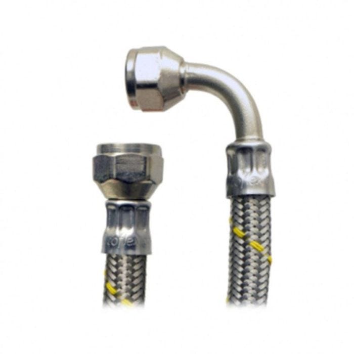 Manguera con codo espiga para gas 3/8" x 3/8" — 1 m