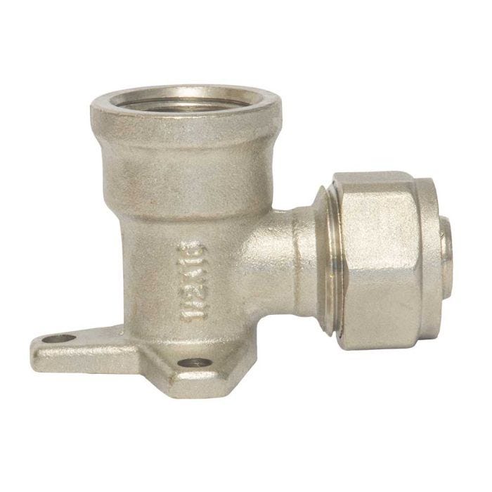 Codo 90° PE-AL-PE hembra con soporte 3/8" x 1/2" FNPT