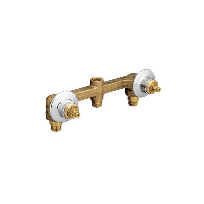 Ensamble doble de empotrar para regadera o tina cromo E-50-II con válvula cerámica