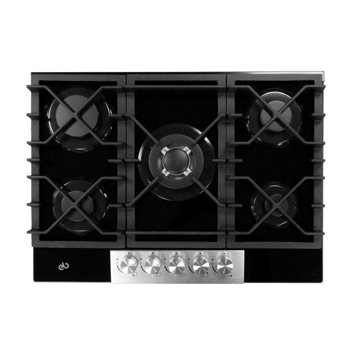 Parrilla de Gas Empotrable EB-486BL 5 Quemadores 70 x 51 cm Vidrio Templado y Acero Inoxidable EB Técnica
