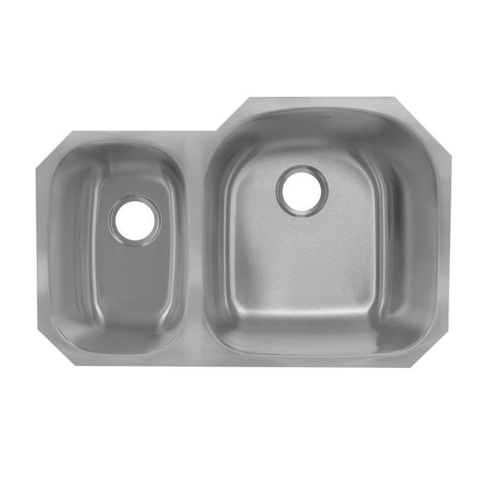 Fregadero de Submontar Alessia A-31209BLCO 2 Tinas Grande-Chica 80 x 52 cm Acero Inoxidable EB Técnica