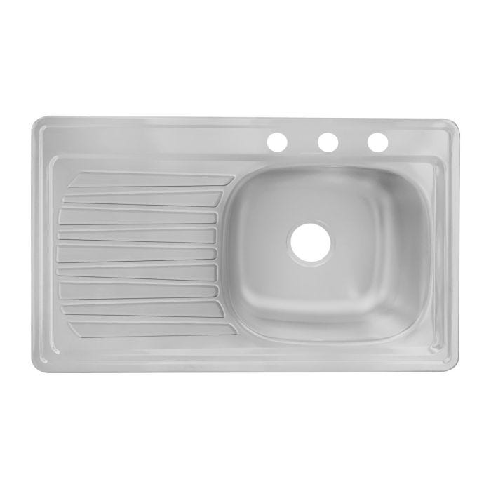 Fregadero de Empotrar Clásica C-101N 1 Tina Escurridor Izquierdo 87 x 54 cm Acero Inoxidable EB Técnica