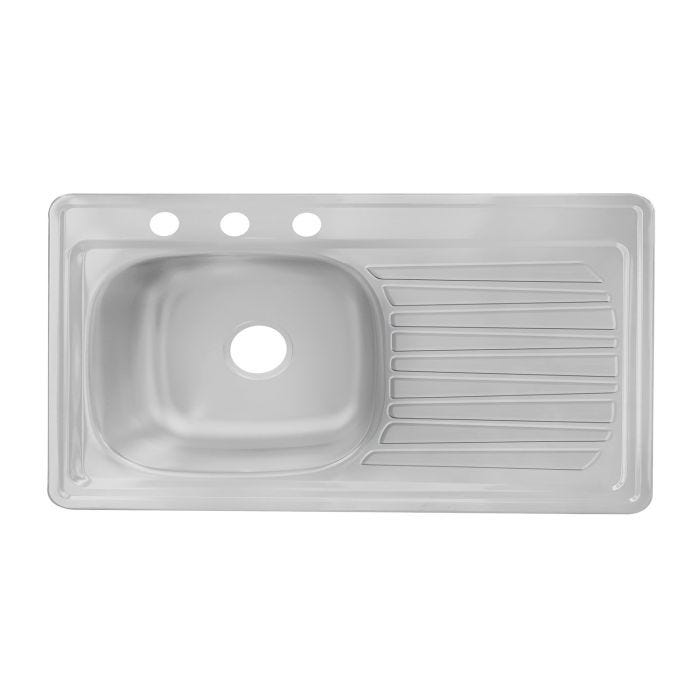 Fregadero de Empotrar Clásica C-202N 1 Tina Escurridor Derecho 101 x 54 cm Acero Inoxidable EB Técnica