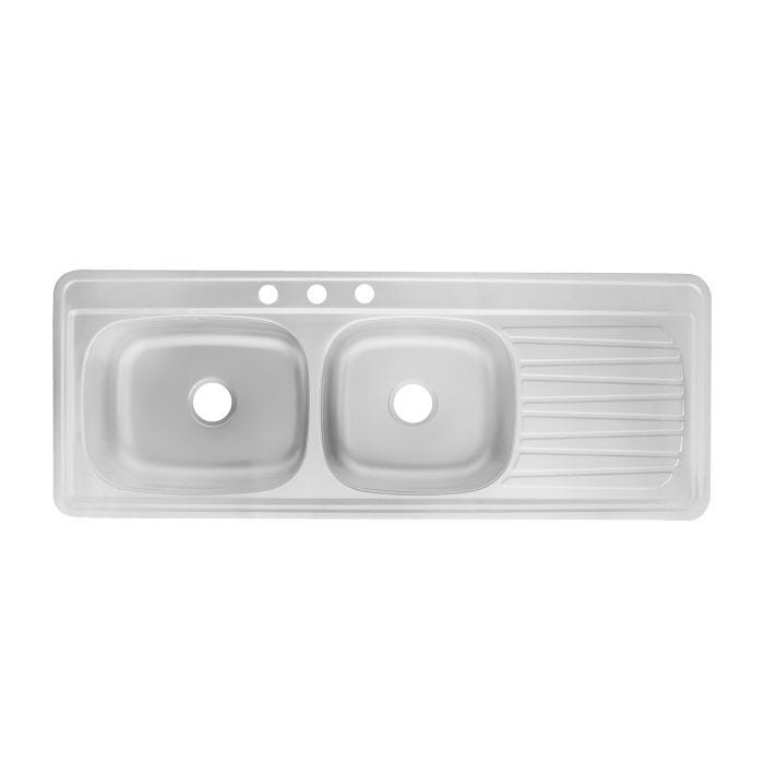 Fregadero de Empotrar Clásica C-212N 2 Tinas Escurridor Derecho 144 x 54 cm Acero Inoxidable EB Técnica