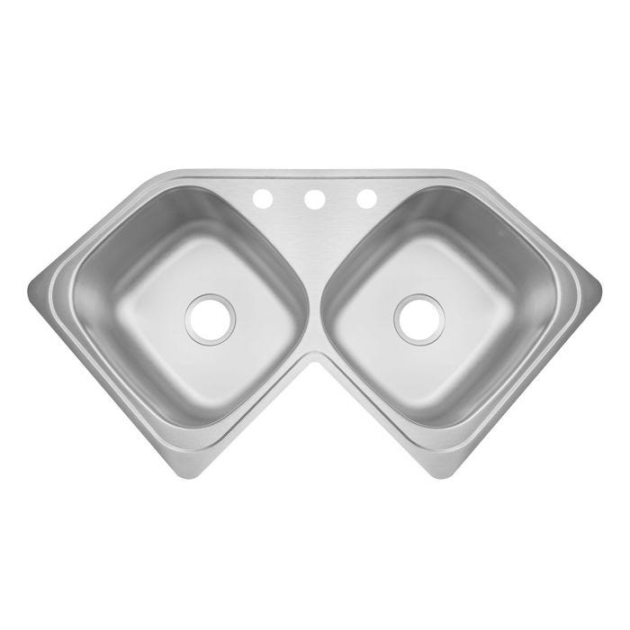 Fregadero de Empotrar Clásica CE-110 Esquinero 2 Tinas 112 x 59 cm Acero Inoxidable EB Técnica