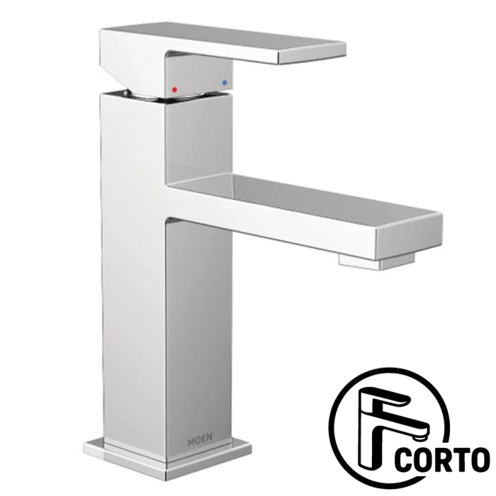 Llave para baño de arco bajo con acabado en cromo Kyvos