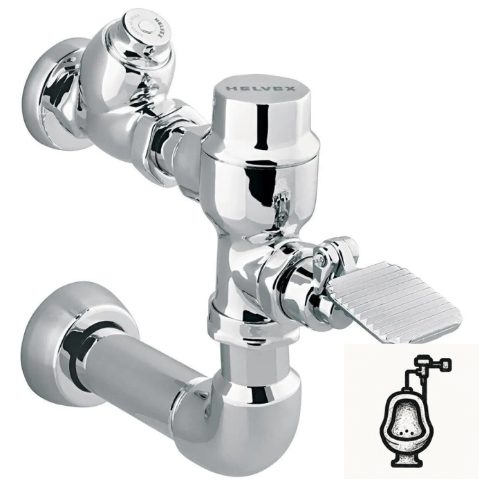 Fluxómetro de pedal expuesto para mingitorio cromo spud de 19 mm descarga 2-3 L