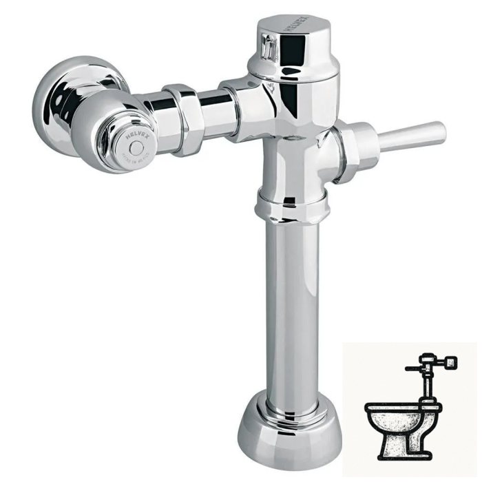 Fluxómetro de manija para wc cromo spud de 38 mm — Descarga 3.5 L