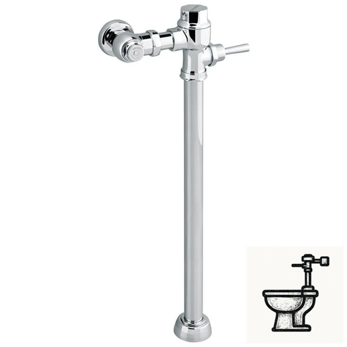 Fluxómetro de manija para wc cromo spud de 38 mm — Niple 600 mm