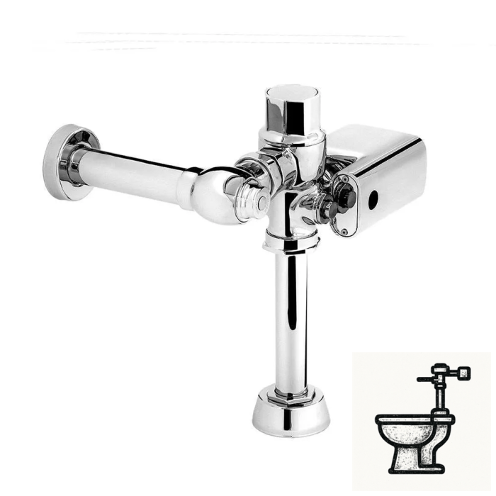Fluxómetro de sensor electrónico de batería para wc cromo spud de 38 mm