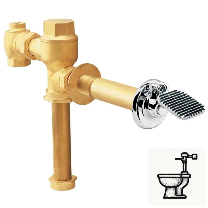 Fluxómetro de pedal expuesto para wc cromo spud de 32 mm o 38 mm