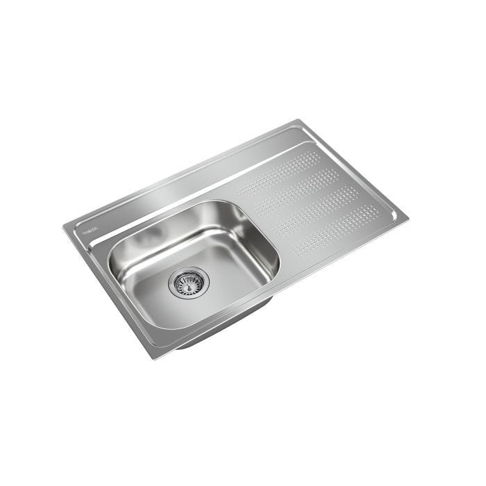 Fregadero de Empotrar Galaxy 800 1 Tina con Escurridor Derecho 3 Perforaciones de Acero Inoxidable Teka