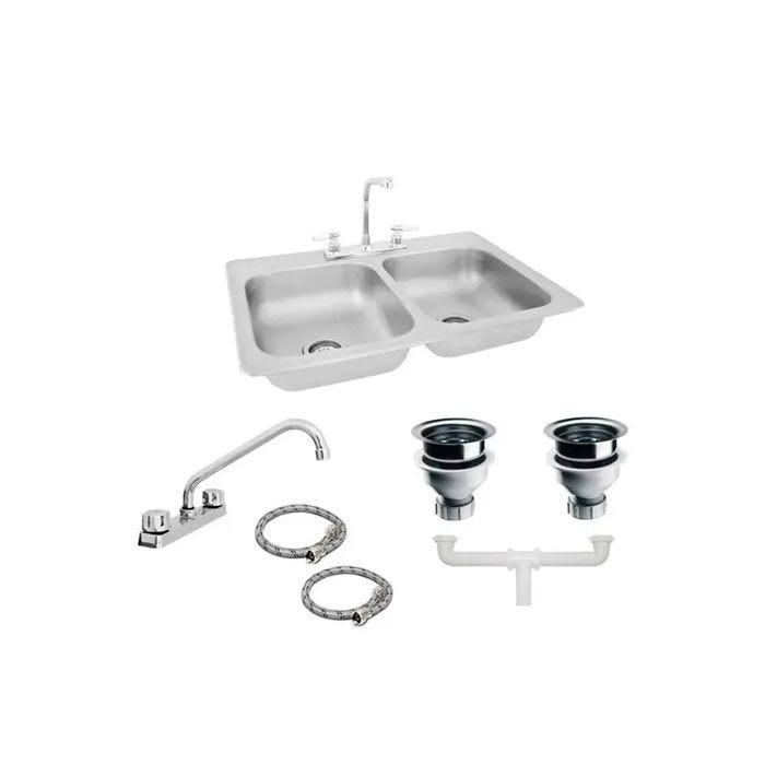 Fregadero de Empotrar M110-19 Combo con Mezcladora, Céspol y Contracanasta Bermes