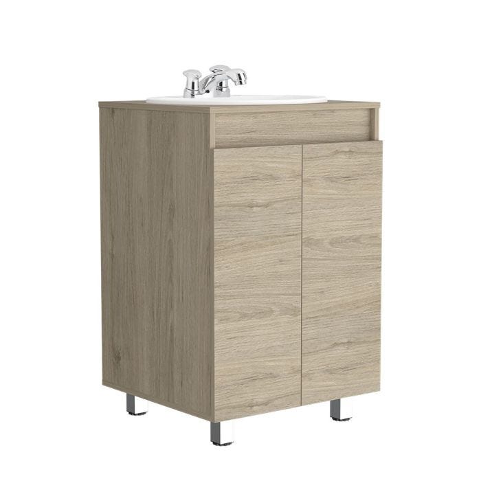 Gabinete Esencial Color Rovere con Lavabo Marsella y Mezcladora Aluvia Corona
