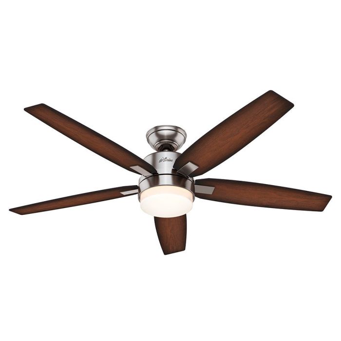 Ventilador de techo Windemere con luz niquel cepillado 54"