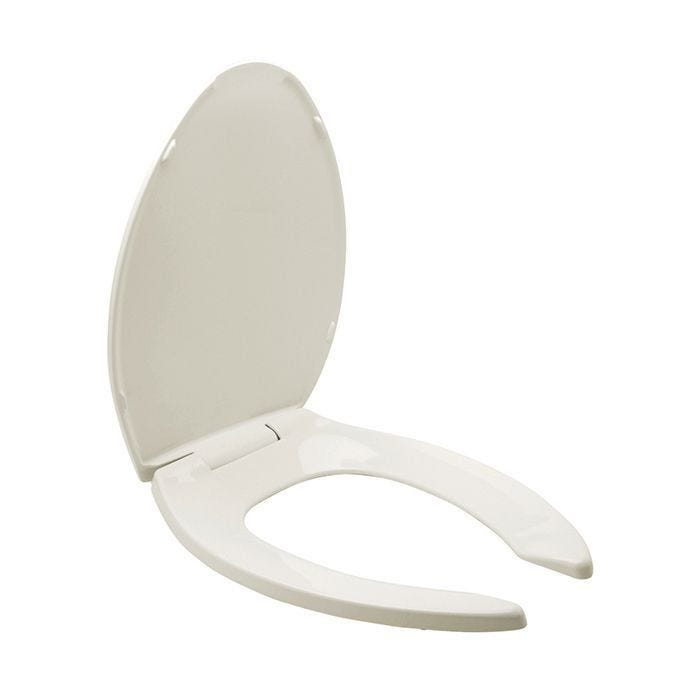 Asiento elongado para WC, frente abierto y cierre lento, con recubrimiento antibacterial marfil Helvex