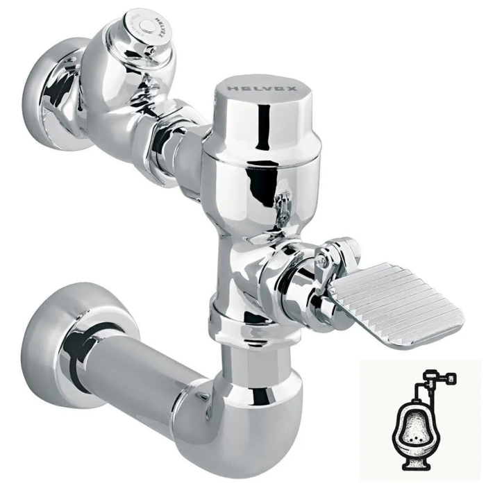 Fluxómetro de pedal expuesto para mingitorio cromo spud de 19 mm