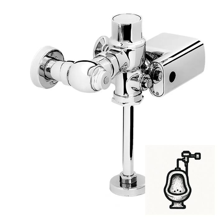 Fluxómetro de Sensor Electrónico de Baterías para Mingitorio 1L Acabado Cromo Helvex