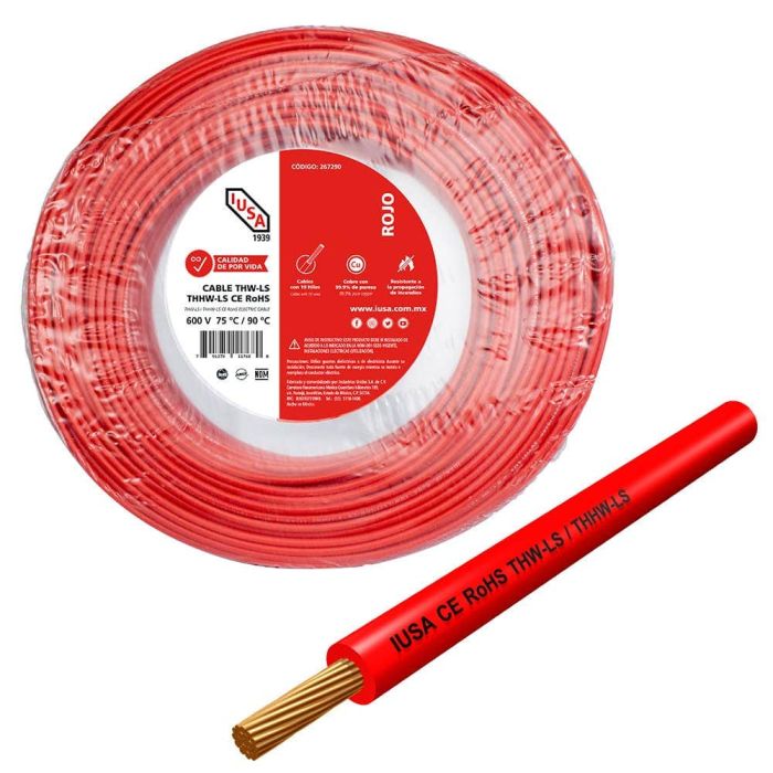 Cable THHW-LS ROHS IUSA Calibre 10 AWG rojo 20M