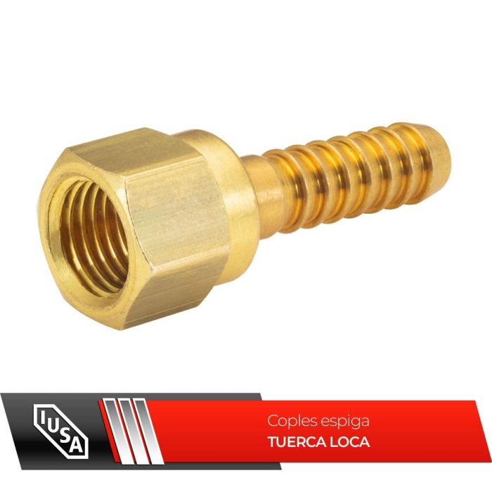 Conexión giratoria espiga para manguera 3/8” x espiga