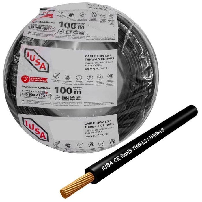 Cable THW-LS/THHW-LS CE RoHS 10 AWG IUSA, en bolsa color negro