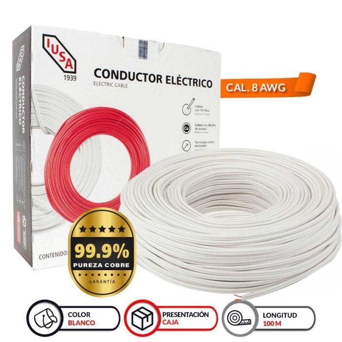 Cable THW Calibre 8 IUSA 100 m Blanco