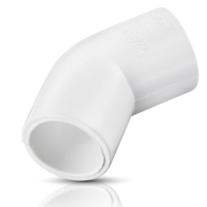 Codo 45° de pvc 13 mm (1/2”)