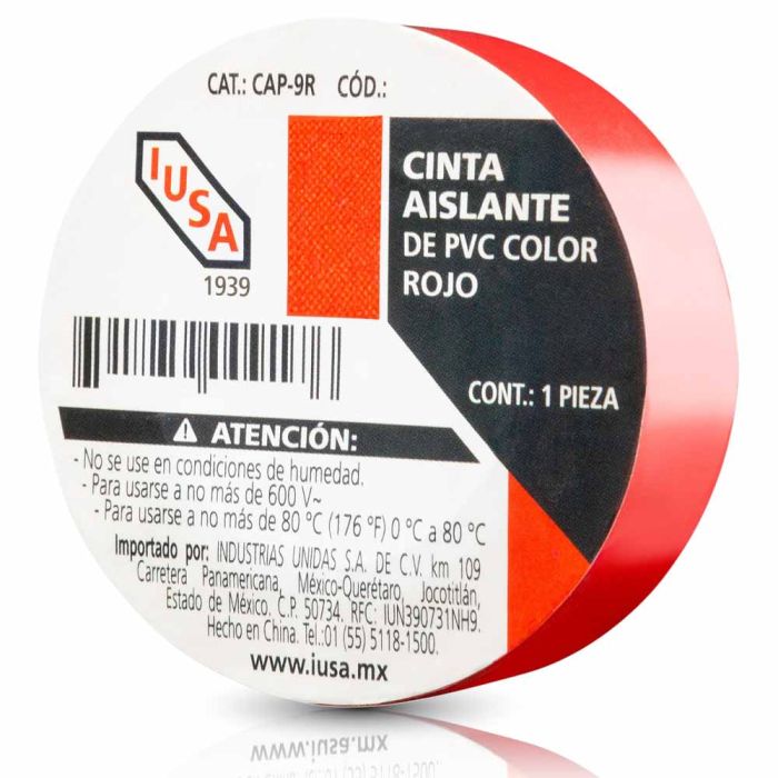 Cinta aislante de pvc 9 m color rojo