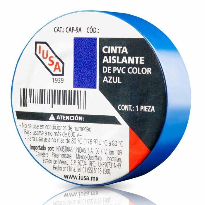 Cinta aislante de PVC, 18 m color azul