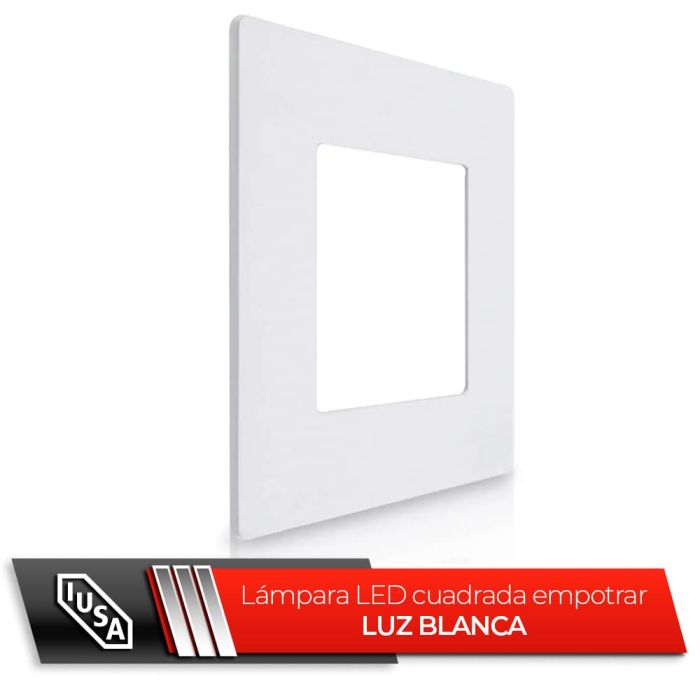 Luminaria LED cuadrada blanca 6 w empotrar fija IUSA