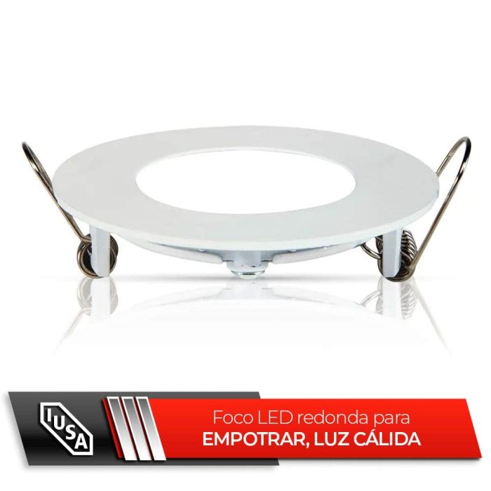 Luminaria LED redonda para empotrar fija, 6W, Luz Cálida