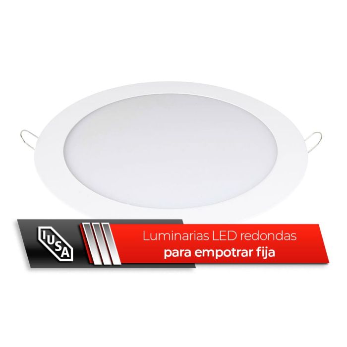 Luminaria LED redonda para empotrar fija, 18W, Luz Cálida