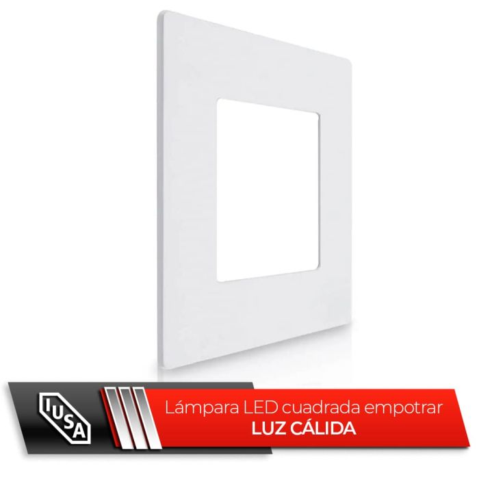 Luminaria led cuadrada para empotrar 6w luz cálida